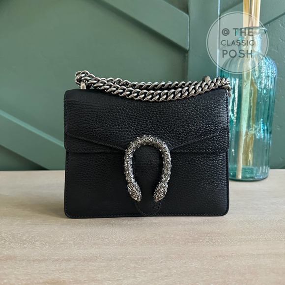 EUC GUCCI Dionysus Mini Black Crossbody Bag Silver Leather - Picture 12 of 12